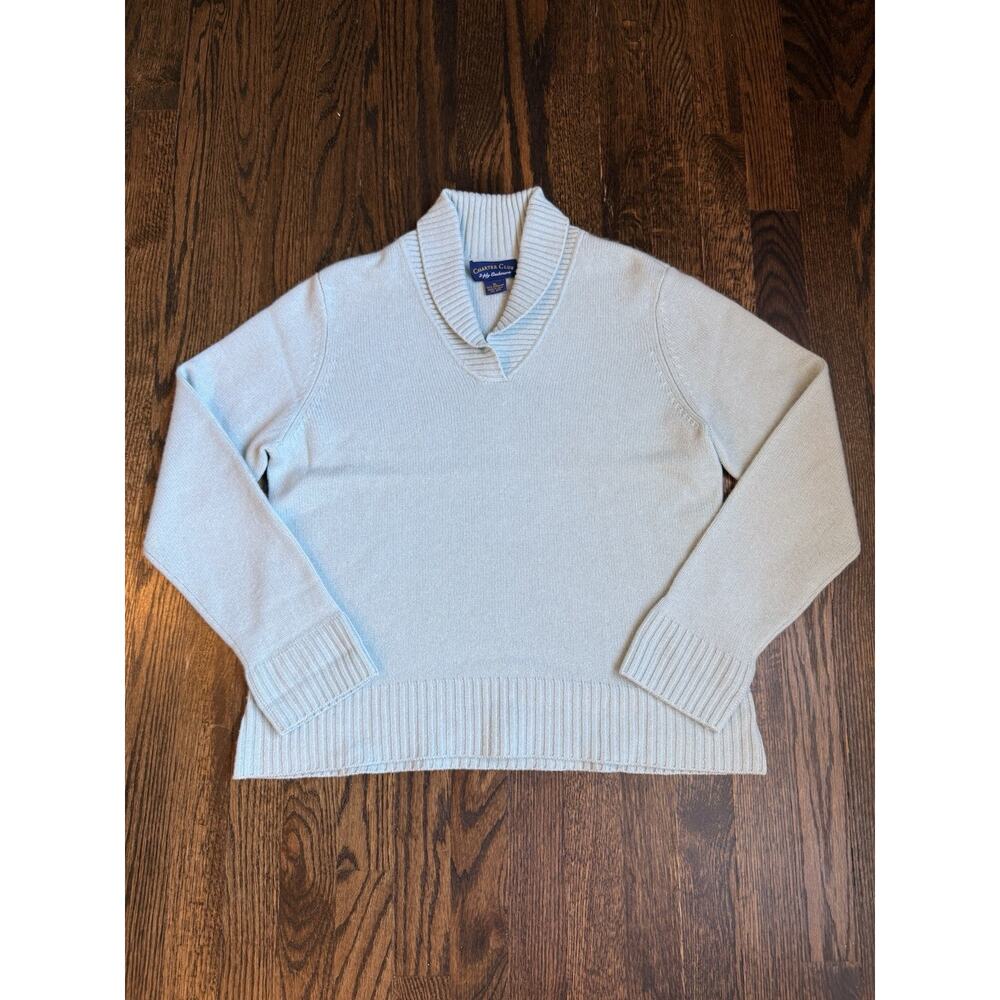 Charter Club 2 Ply Cashmere Sweater V Neck Aqua XL